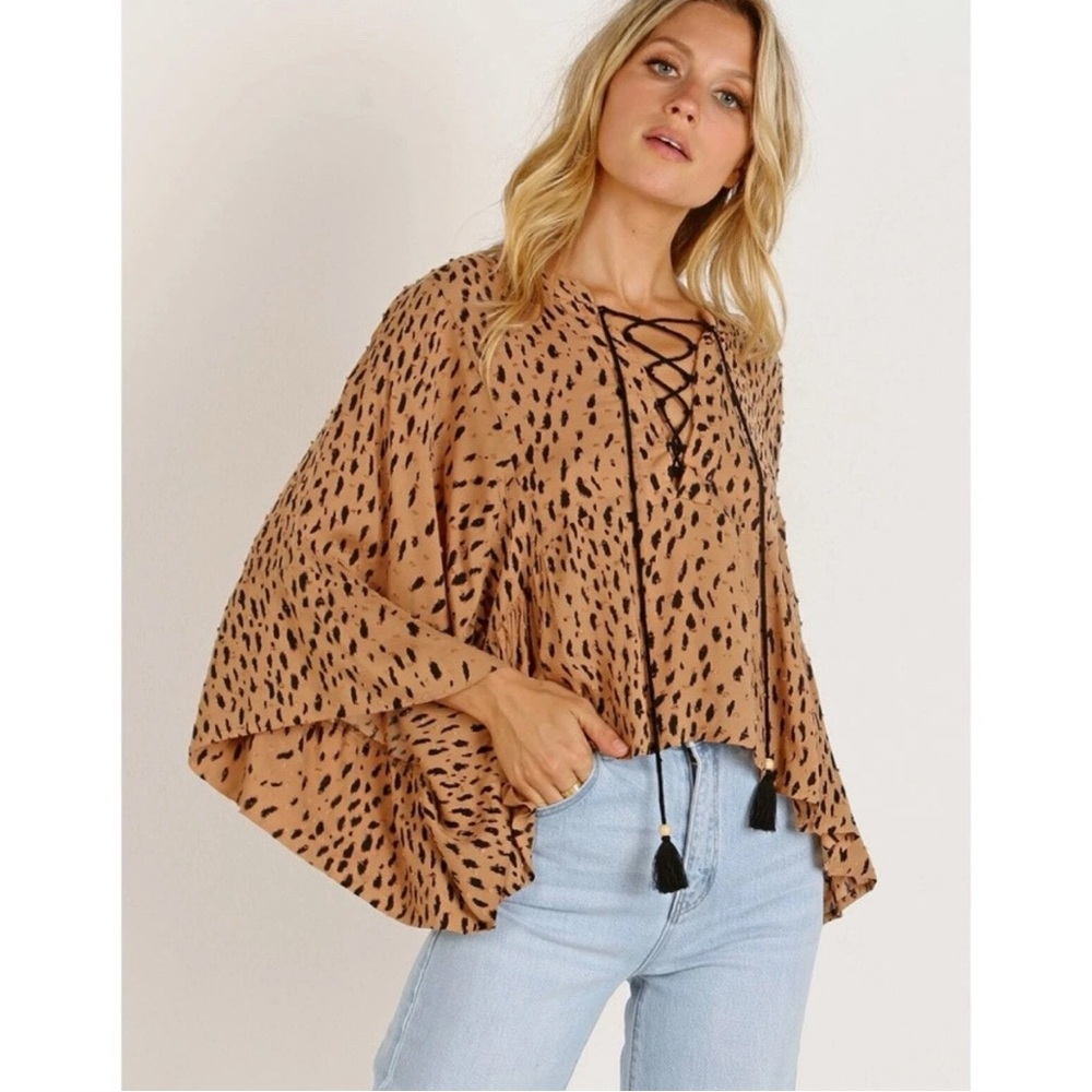 Auguste The Label WOMEN'S US 6 Safari Poolside Tassel Tie Top Leopard Whimsy